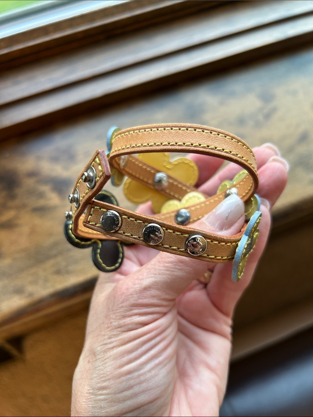 Louis Vuitton Floral Leather Bracelet in Yellow and Green - Picture 6 of 14